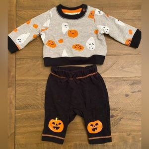 Cat & Jack Newborn 2 pc set Halloween outfit pumpkins and Ghosts